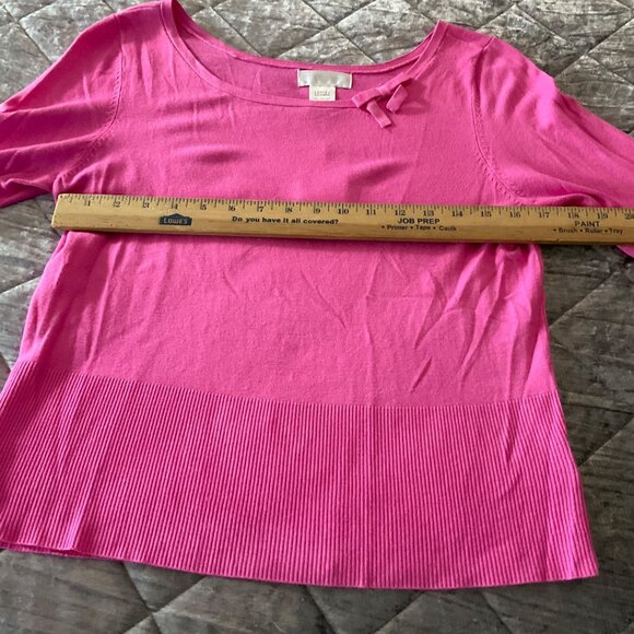 Worthington Womens  Pink Rayon/Nylon Top With Bow Detail Large preppy feminine - Picture 6 of 9